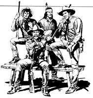 Tällaisena me tunnemme heidät. Kit, Carson, Tiger ja Tex Claudio Villan kuvaamina. Le Frontiere di Carta, 1998.