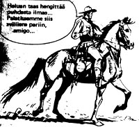 Ihmismetsästystä-tarinan loppu. Teksti Sergio Bonelli, kuvat Fusco. Tex Willer 7/1977. 