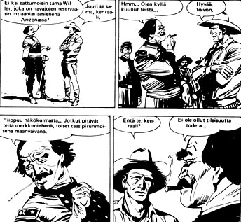 Tex ja kenraali Stonewell kohtaavat. Käännös Nikupaavola, kuvat Ticci. Tuulen kukkulat, Tex Willer 3/1992.