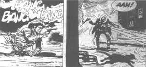 Eversti Middletonin loppu. Kuvat Fusco. Kadonnut heimo, Tex Willer 12/1988. 